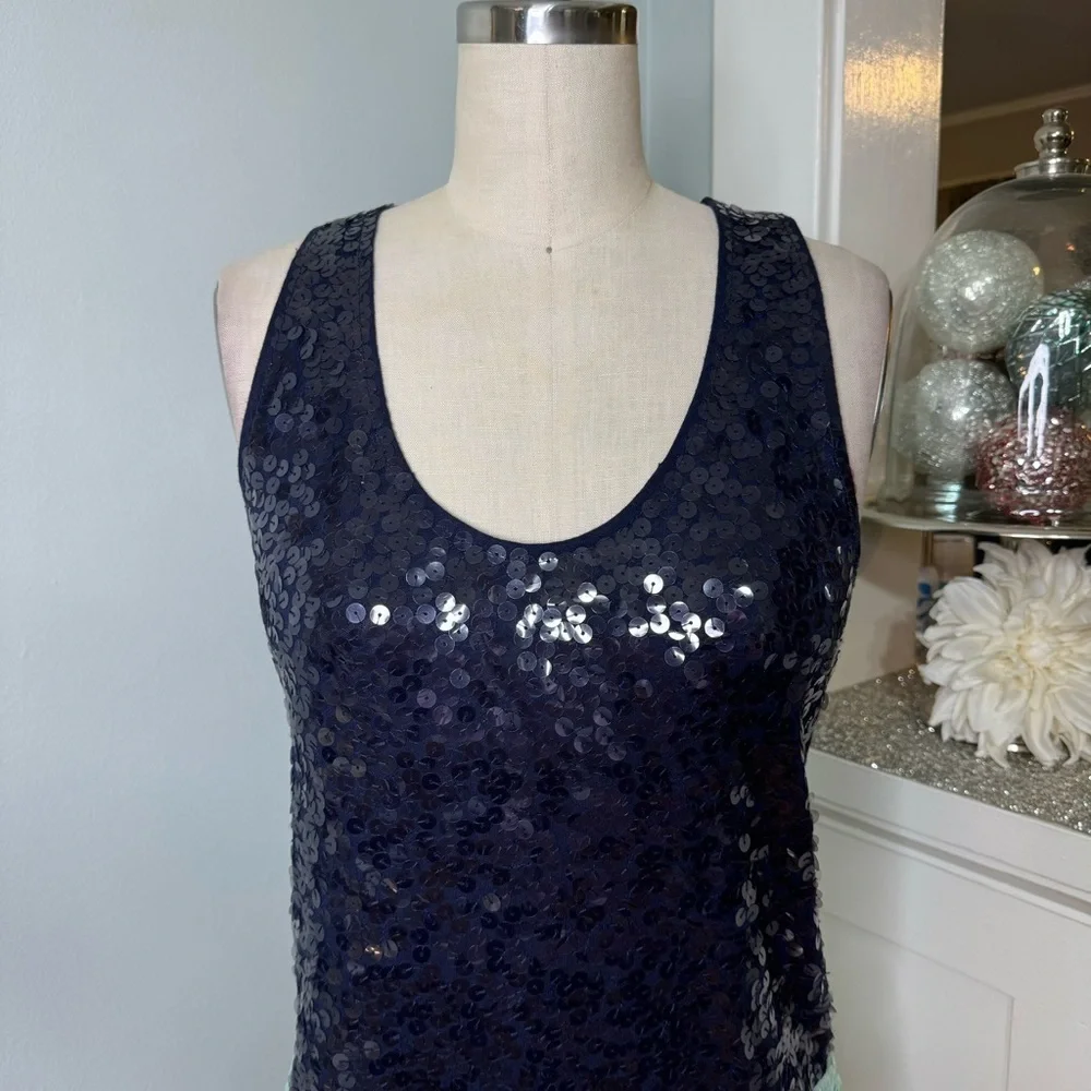 J. Crew Sequin Colorblock Tank Top Blue Green Sleeveless Style XS